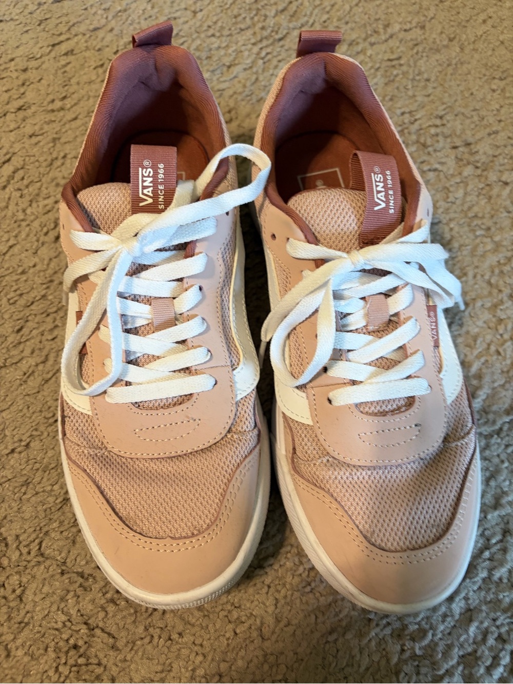 Vans Women’s Pink and White Low-Top Sneakers - Picture 3 of 10